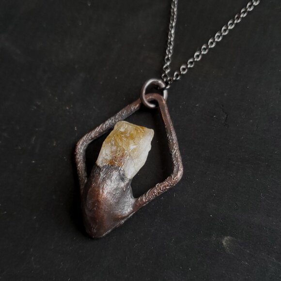 Electroformed Citrine Statement Necklace - Picture 4 of 4